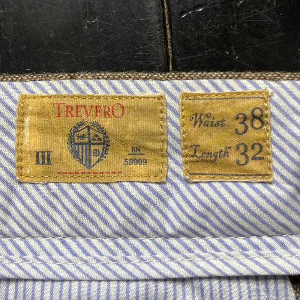 Trevero Vintage Merino Wool Dress Pants Mens 38x32 Tan Brown Heathered Trousers